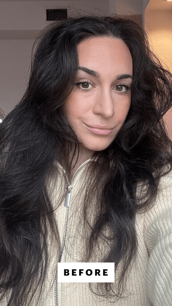 Allure commerce writer Lily Wohlner before using the Trademark Beauty Babe Waves X